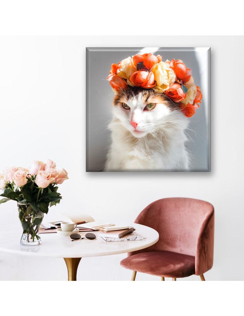 Cuadro decorativo Gato corona de flores 2