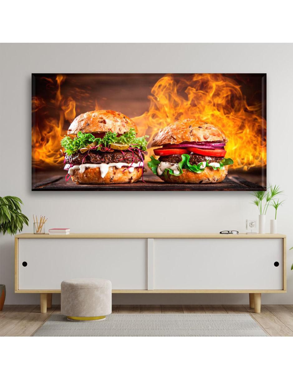 Cuadro decorativo Hamburguesas fuego 2
