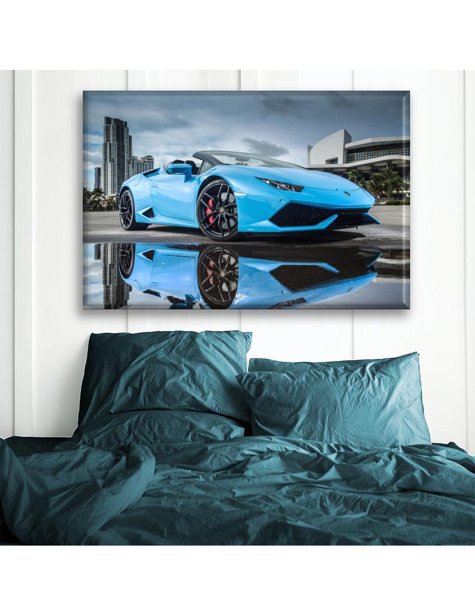 Cuadro decorativo Lambo celeste 2
