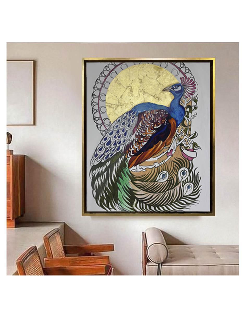 Pintura Pavo real técnica acrílico AnimalArt 4