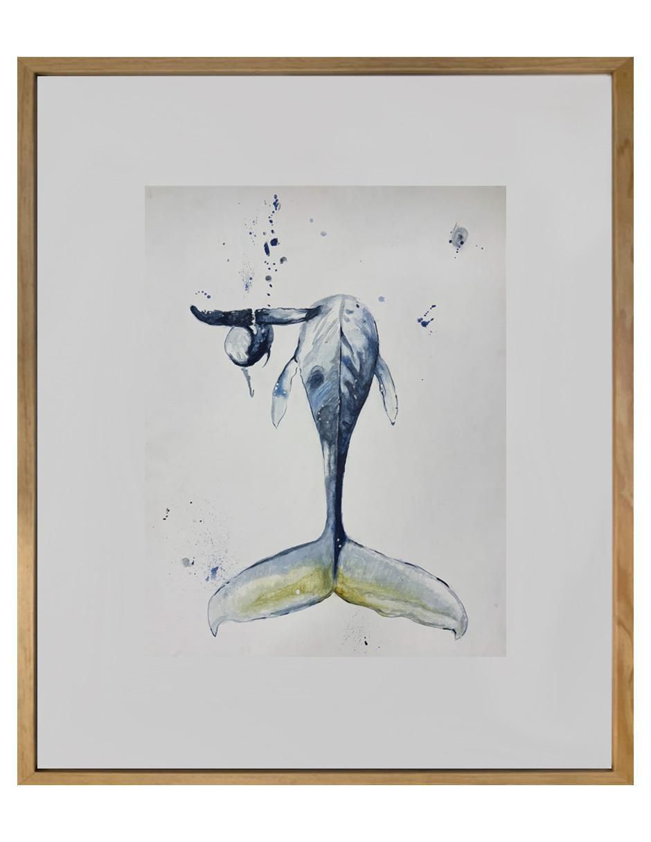 Pintura Mamá ballena técnica acrílico AnimalArt Mar