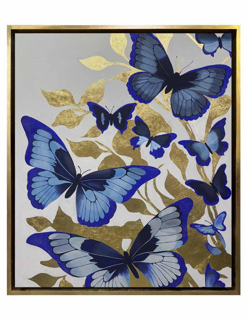 Pintura Blue Butterflies técnica acrílico AnimalArt
