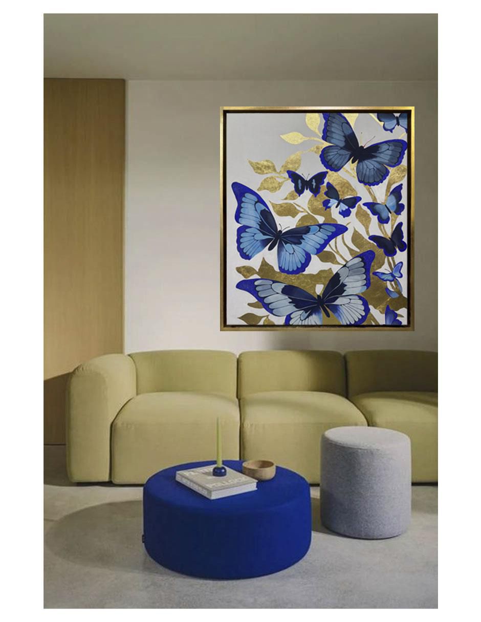 Pintura Blue Butterflies técnica acrílico AnimalArt 3