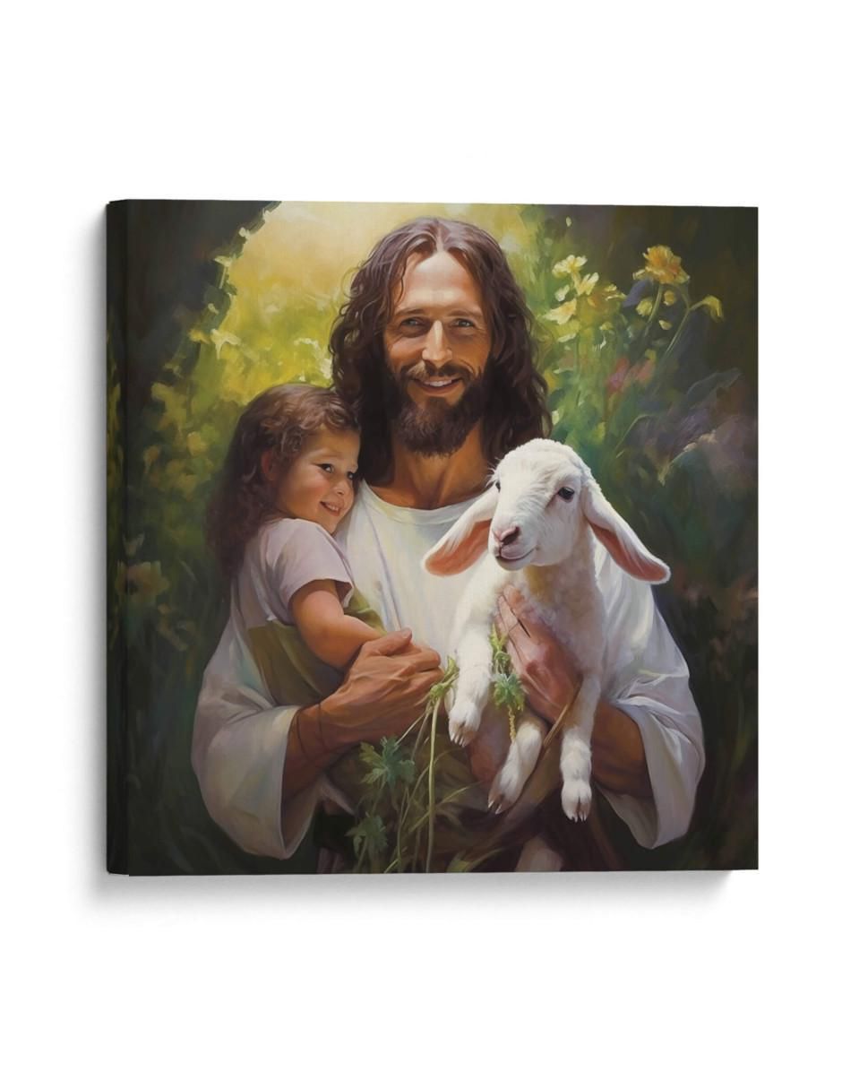 Cuadro decorativo Jesús con niño y cordero