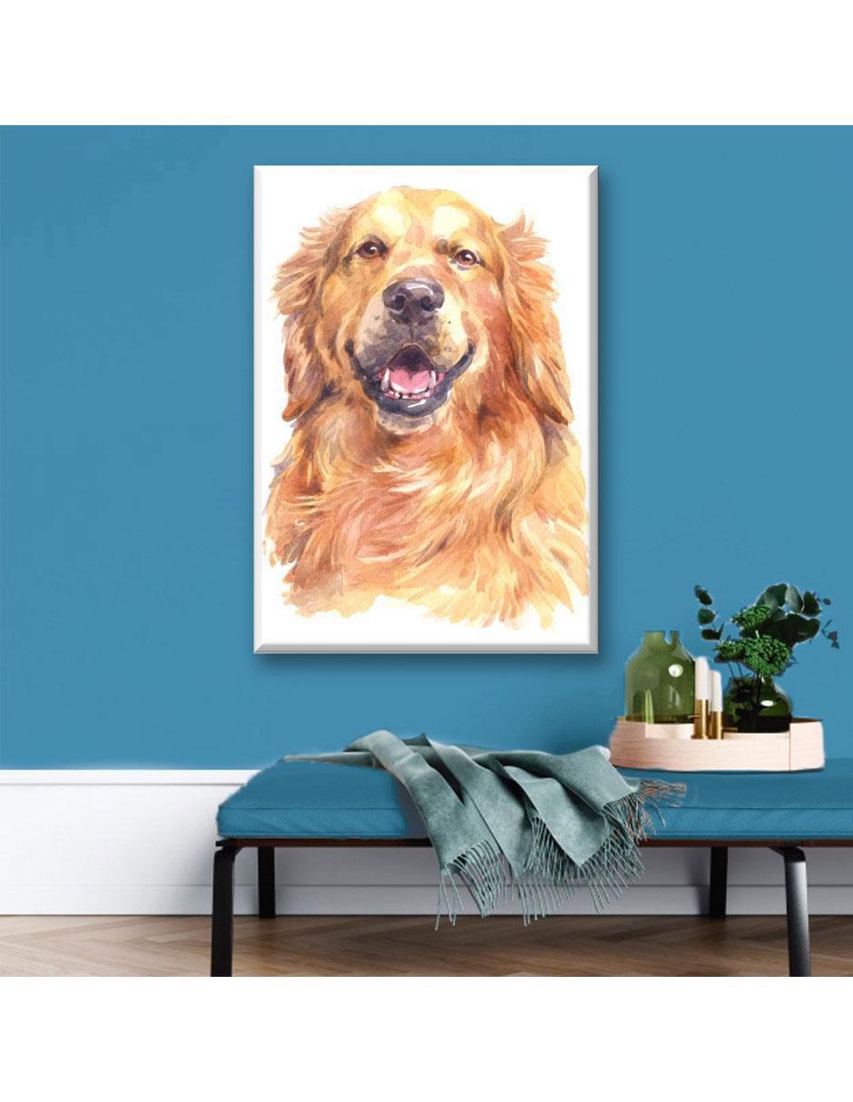 Cuadro decorativo Golden retriever acuarela 2