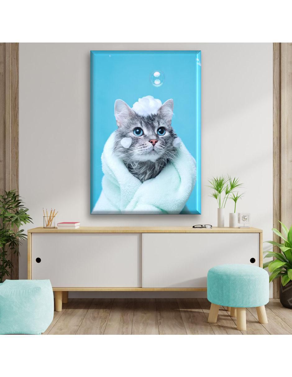 Cuadro decorativo Baño al gato 2