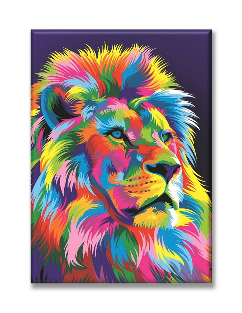 Cuadro decorativo León manchas de color