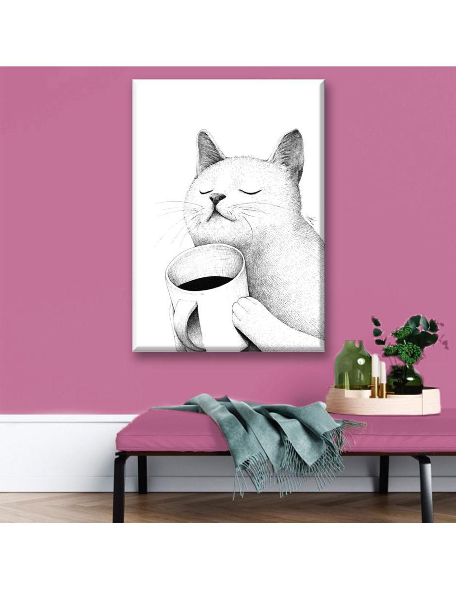 Cuadro decorativo Gato coffee 2