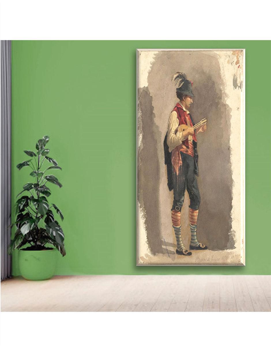 Cuadro decorativo Circulo de Mariano Fortuny y carbó músico de pie 2