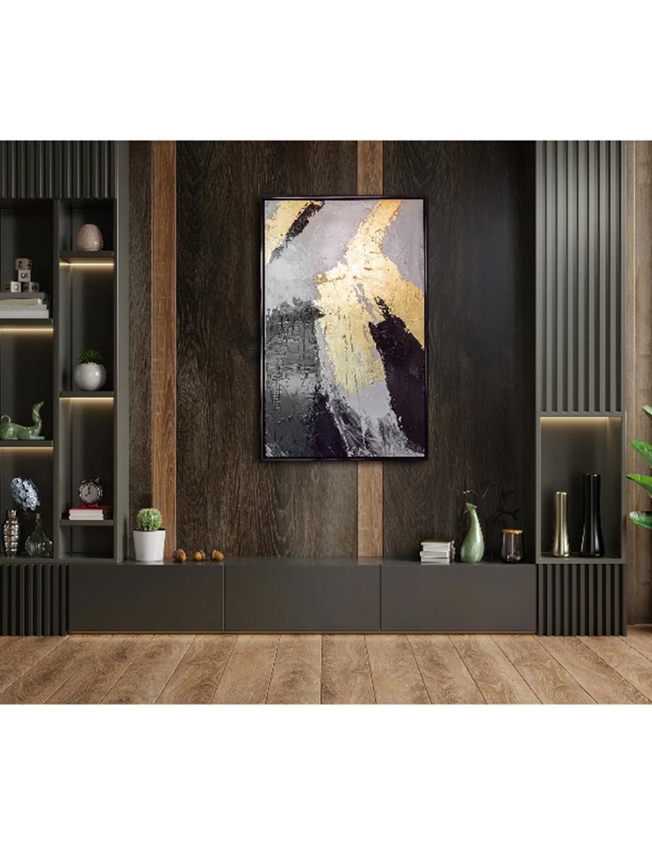 Cuadro decorativo Abstract golden & black 4