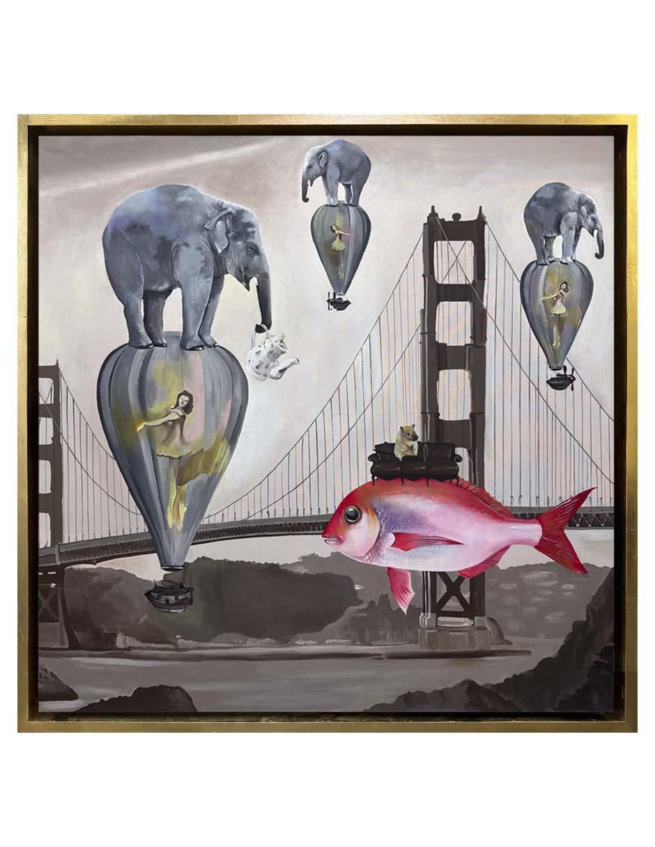 Pintura Golden Fish técnica acrílico Surrealismo Pintura Golden Fish técnica acrílico Surrealismo