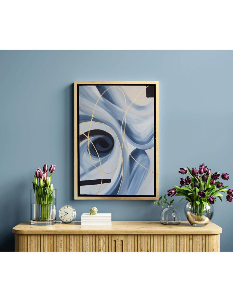Cuadro decorativo Abstracto blue & golden rose 4