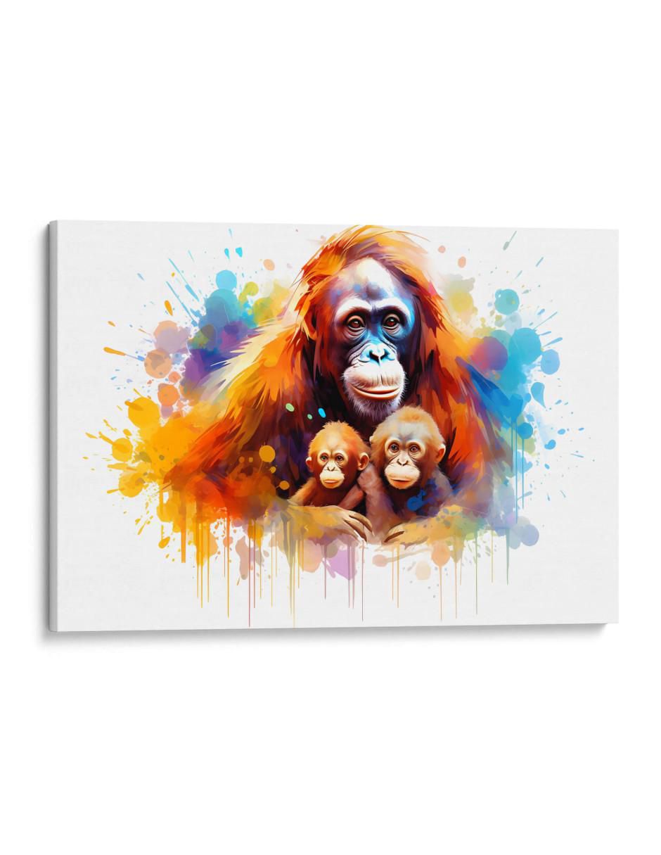 Cuadro decorativo Familia orangutan
