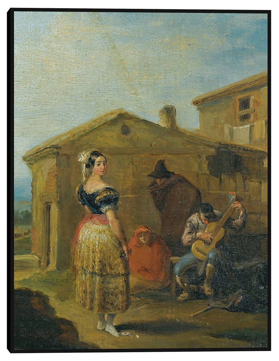 Cuadro decorativo Una mujer de pie ante un grupo musical técnica mixta Gente Cuadro decorativo Una mujer de pie ante un grupo musical técnica mixta Gente