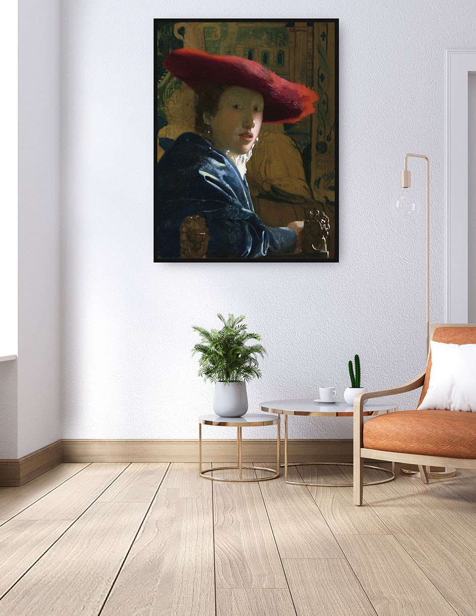 Cuadro decorativo La chica del sombrero rojo (c. 1665-1666) técnica mixta Gente 2