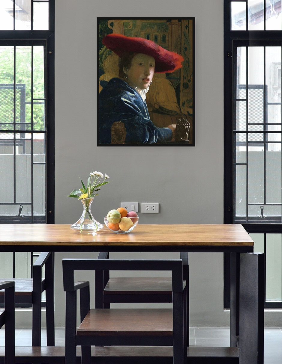 Cuadro decorativo La chica del sombrero rojo (c. 1665-1666) técnica mixta Gente 4