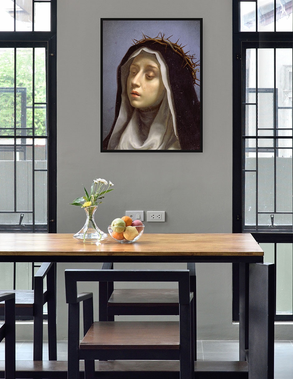 Cuadro decorativo Santa Catalina de Siena técnica mixta Figuras Celestiales 2