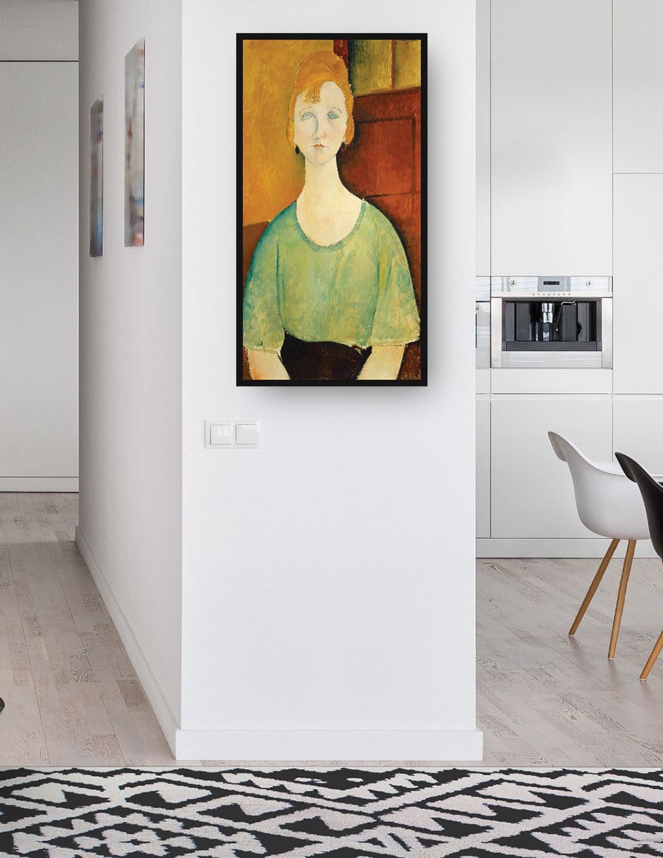 Cuadro decorativo Chica con una blusa verde técnica mixta Retratos 2