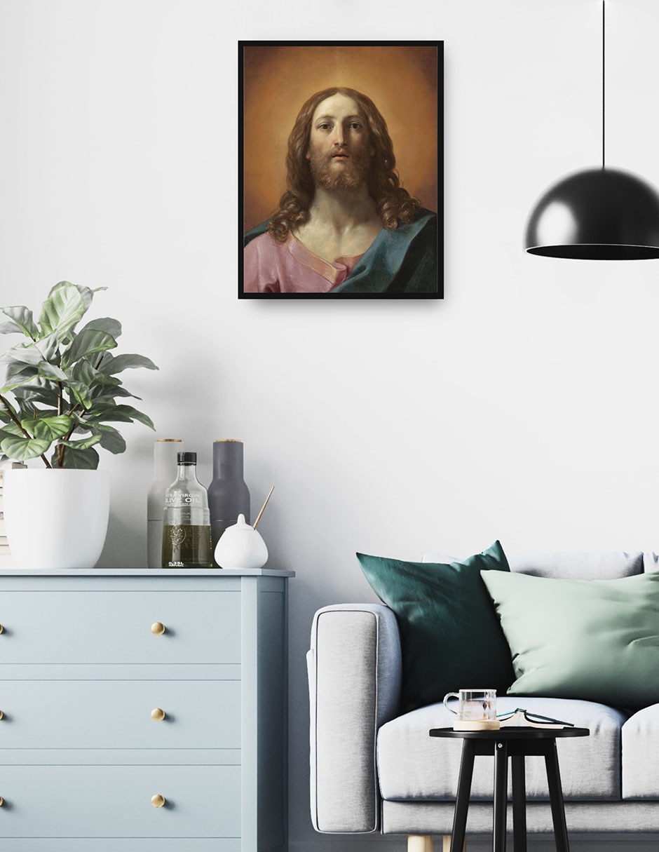 Cuadro decorativo Busto de Cristo (Salvator Mundi) técnica mixta Figuras Celestiales 2