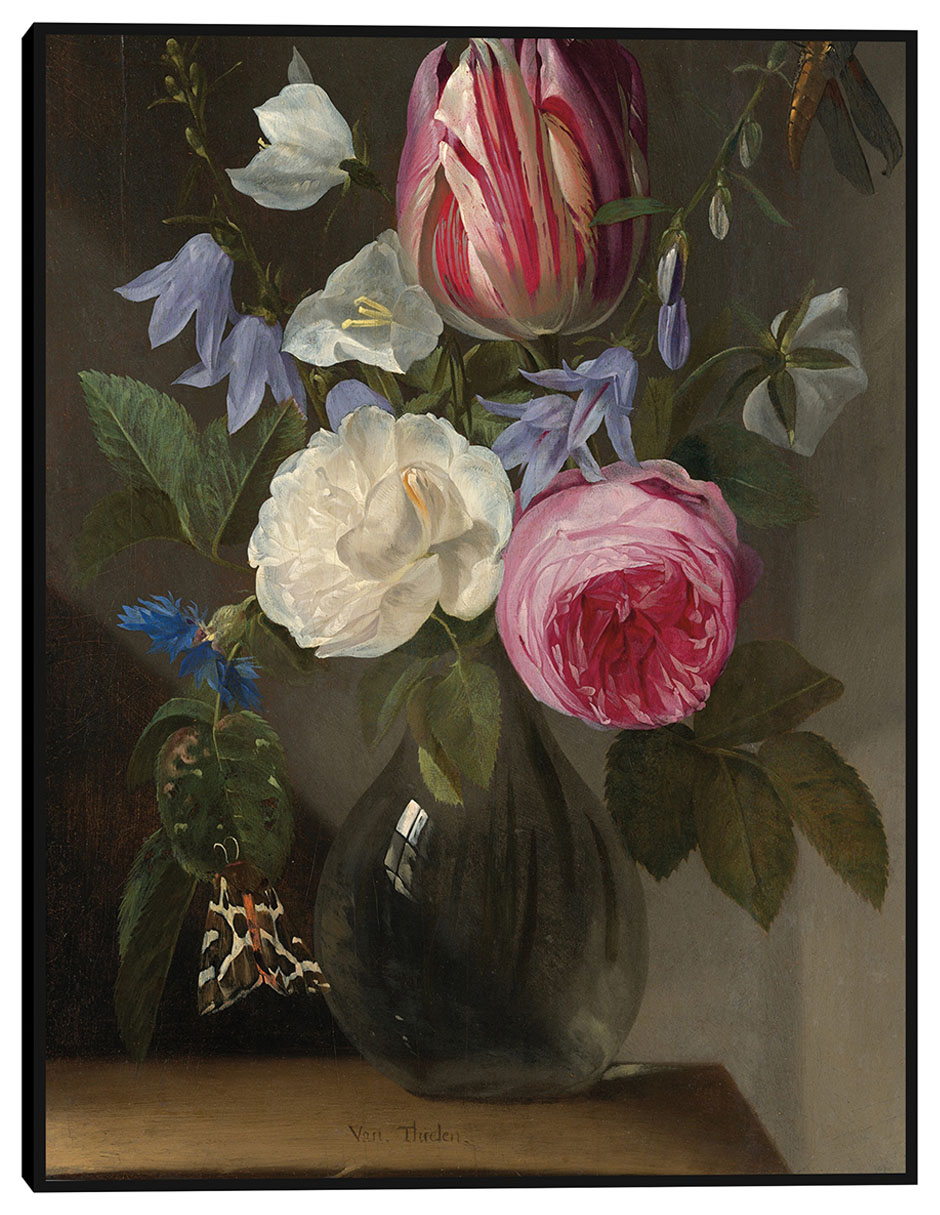 Cuadro decorativo Rosas y un tulipán en un jarrón de cristal, c. 1650/1660 técnica mixta Floreros