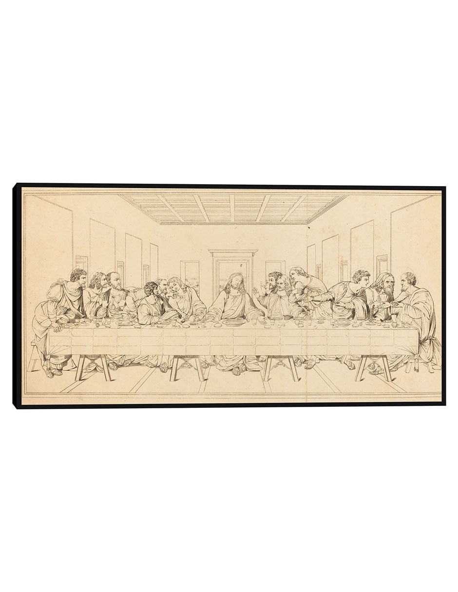 Cuadro decorativo La Última Cena, probablemente del siglo XIX. técnica mixta Figuras Celestiales