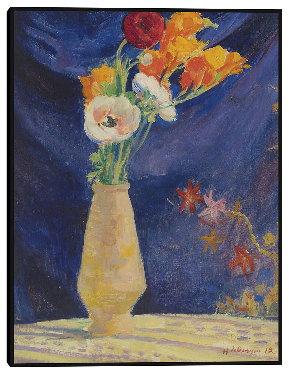 Cuadro decorativo Jarrón de anémonas sobre fondo azul (1912) técnica mixta Floreros