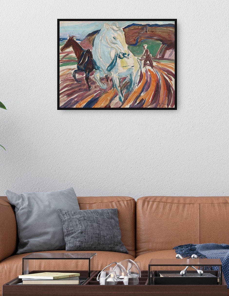 Cuadro decorativo Caballos arando (1929) técnica mixta Formas 2