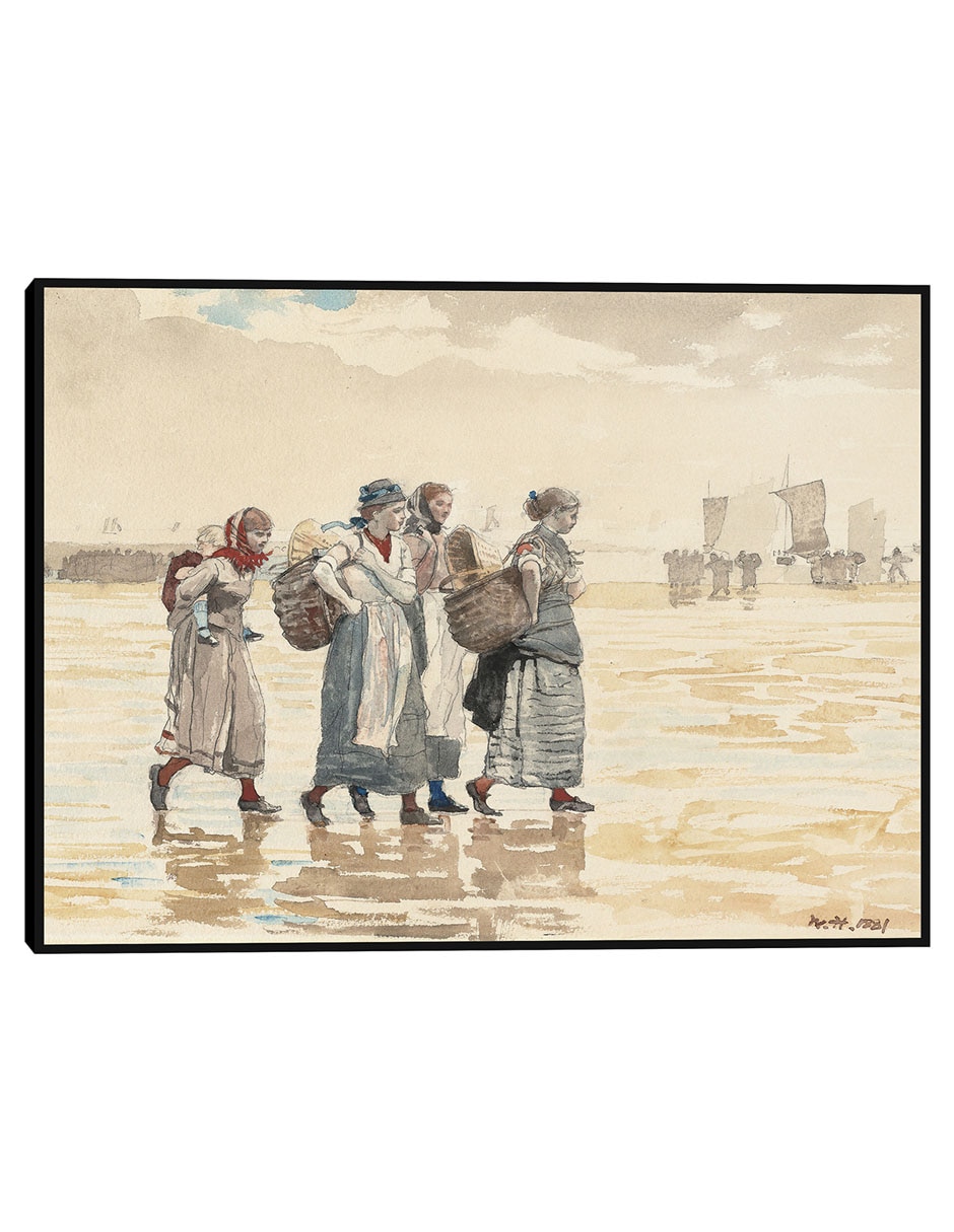 Cuadro decorativo Cuatro Pescaderas En La Playa (1881) técnica mixta Motañas