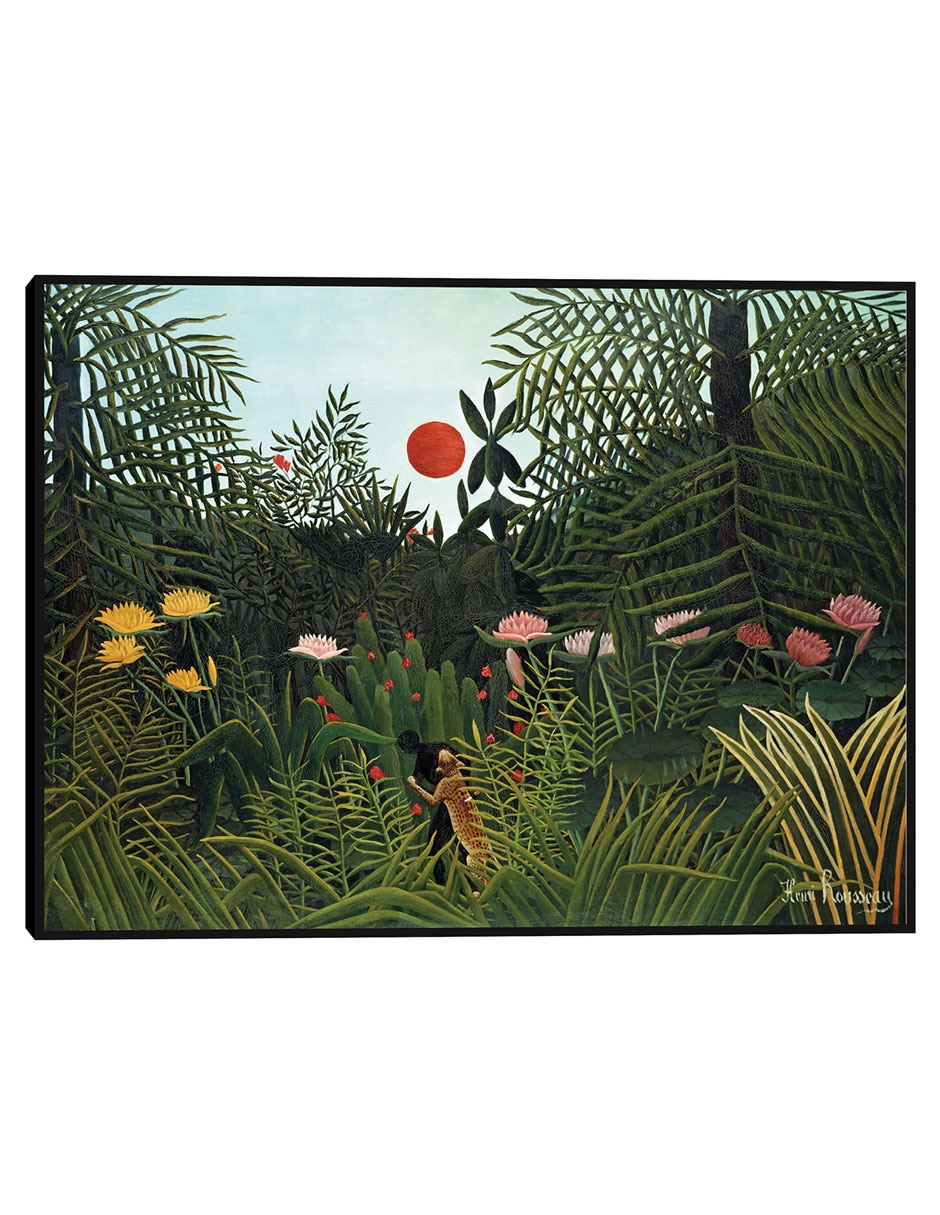 Cuadro decorativo Tigre En Una Tormenta Tropical (1891) técnica mixta Naturaleza