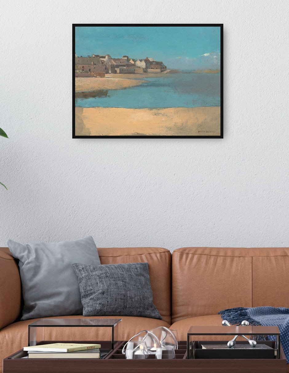 Cuadro decorativo Pueblo junto al mar en Bretaña técnica mixta Playas 3