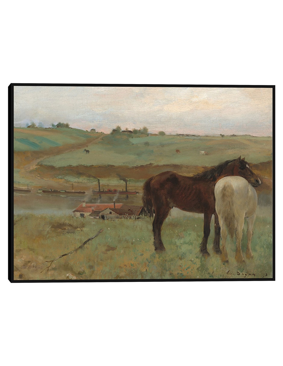 Cuadro decorativo Caballos en una pradera técnica mixta Animales Domésticos