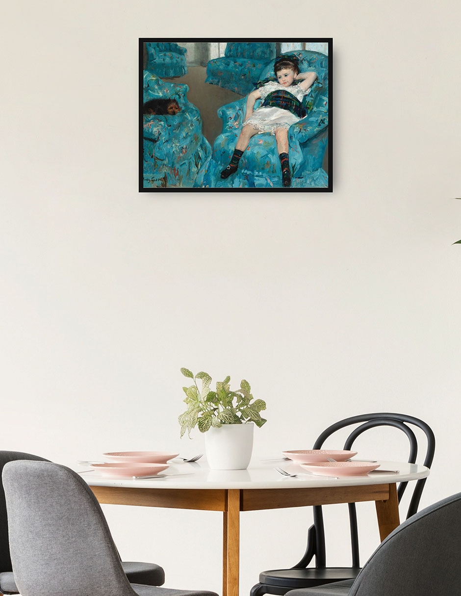 Cuadro decorativo Niña en un sillón azul técnica mixta Gente 2