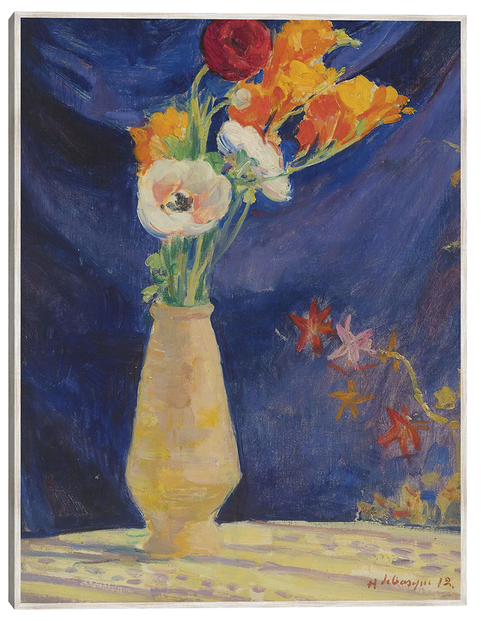 Cuadro decorativo Jarrón de Anémonas Sobre Fondo Azul (1912) técnica mixta Floreros Cuadro decorativo Jarrón de Anémonas Sobre Fondo Azul (1912) técnica mixta Floreros