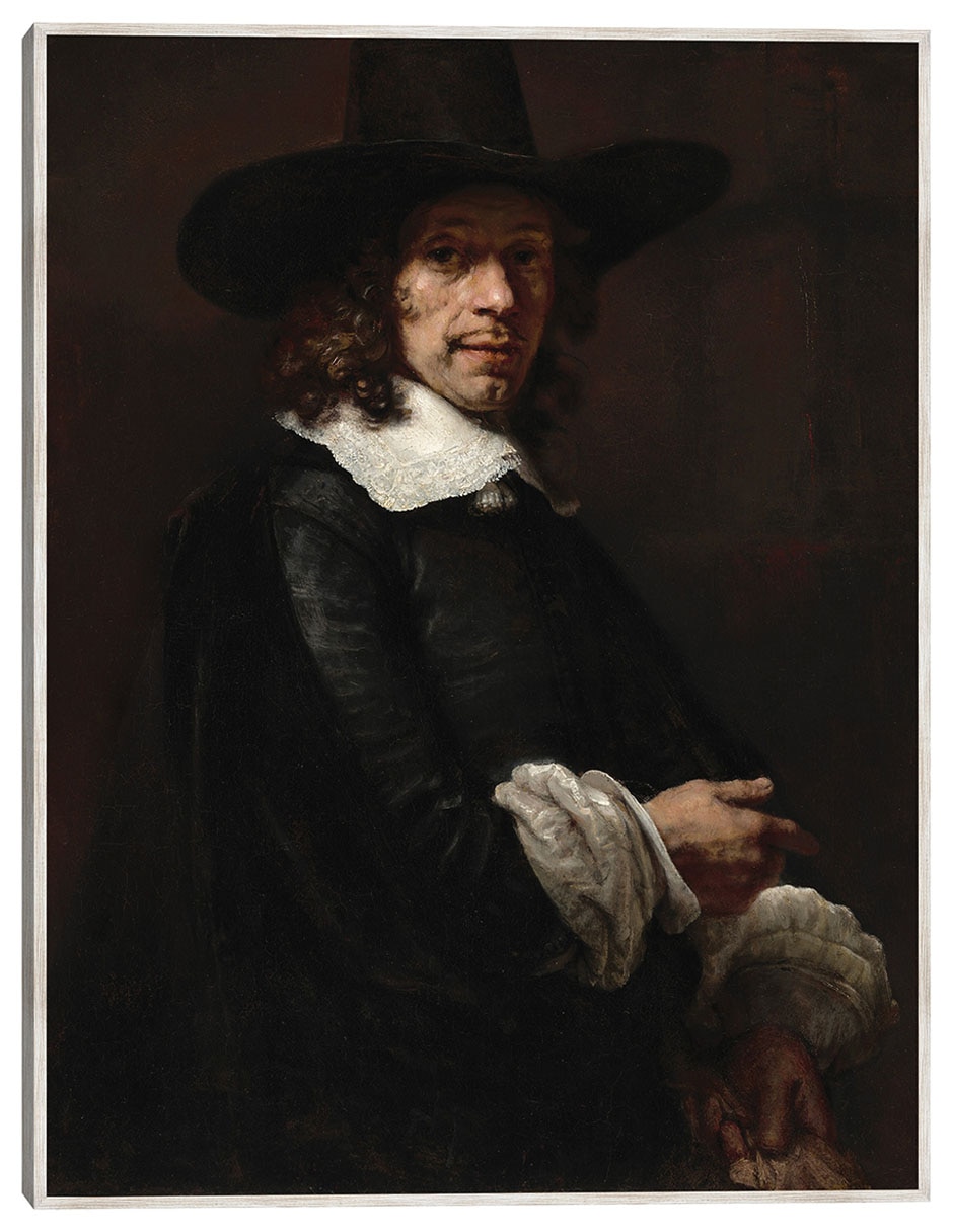 Cuadro decorativo Retrato de Un Caballero Con Sombrero Alto Y Guantes, C. 1656/165 técnica mixta Gente