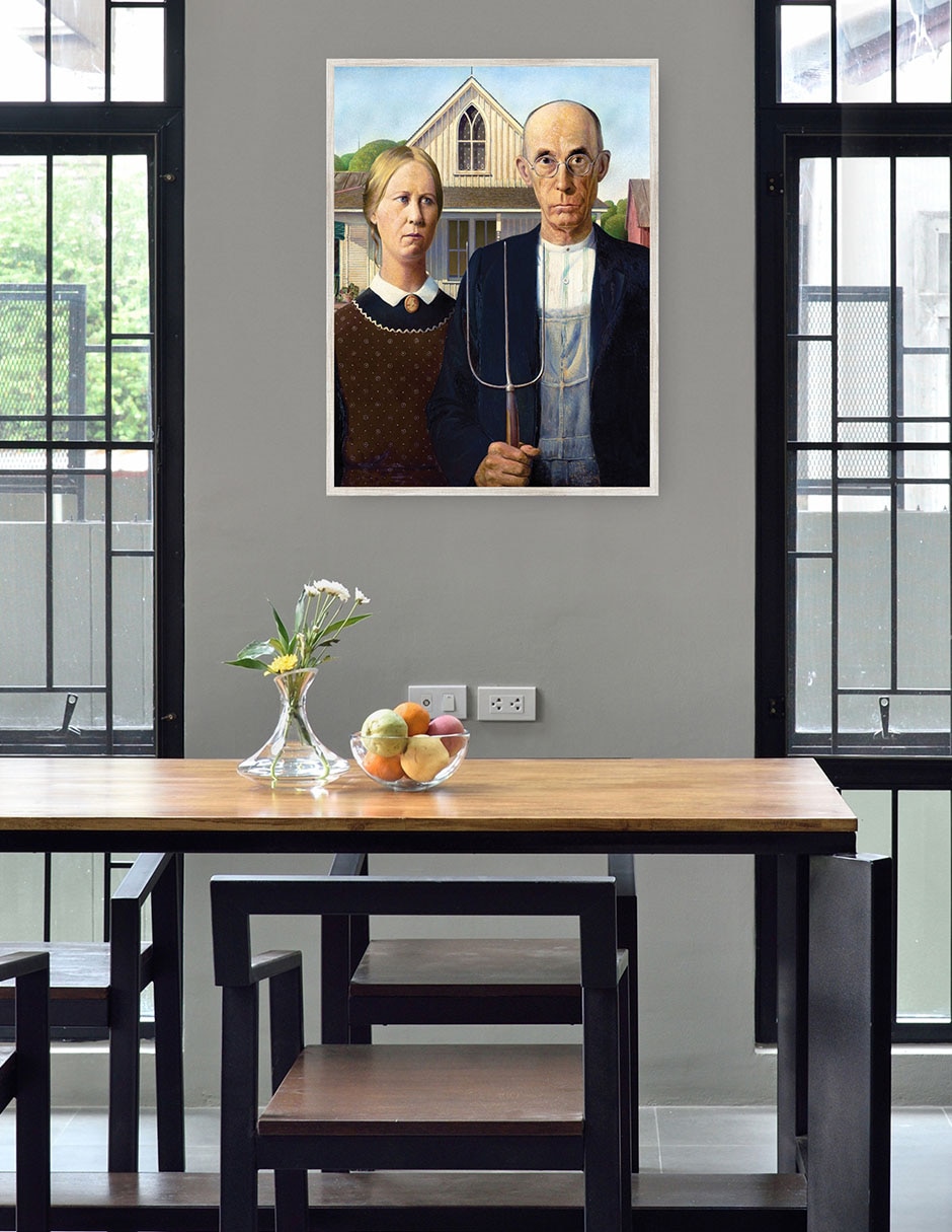 Cuadro decorativo Gótico Americano (1930) técnica mixta Gente 2