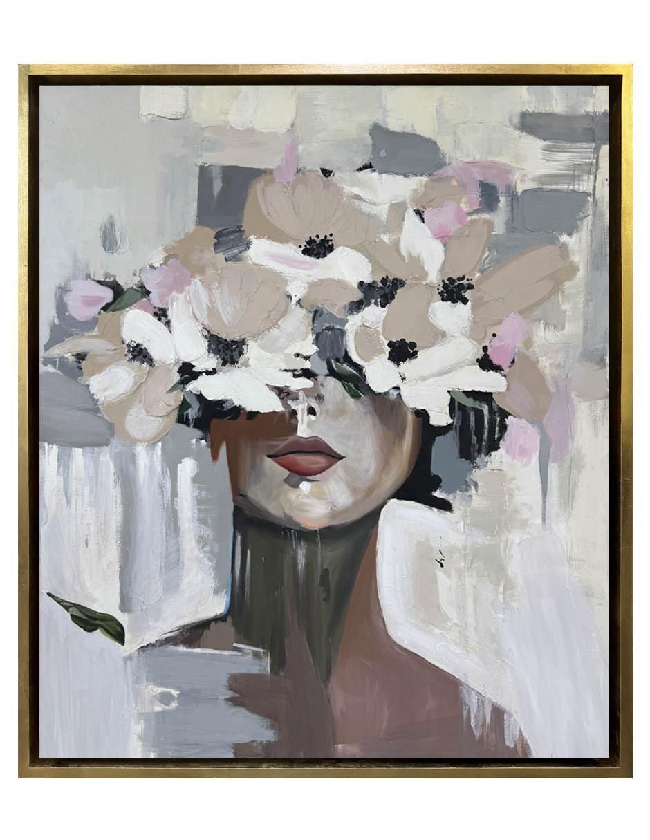 Pintura Behind Flowers técnica acrílico
