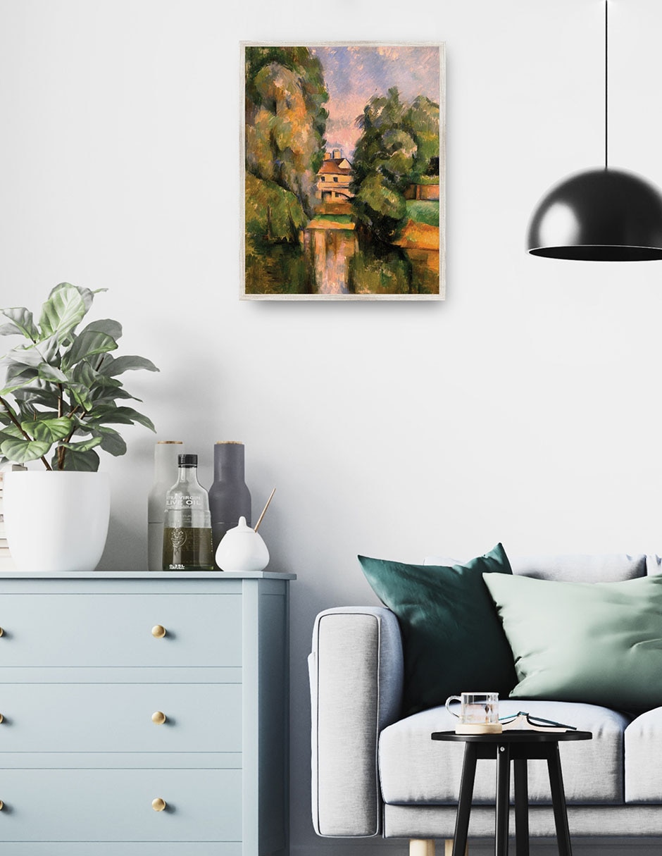 Cuadro decorativo Casa de Campo Junto A Un Río técnica mixta Campos 2
