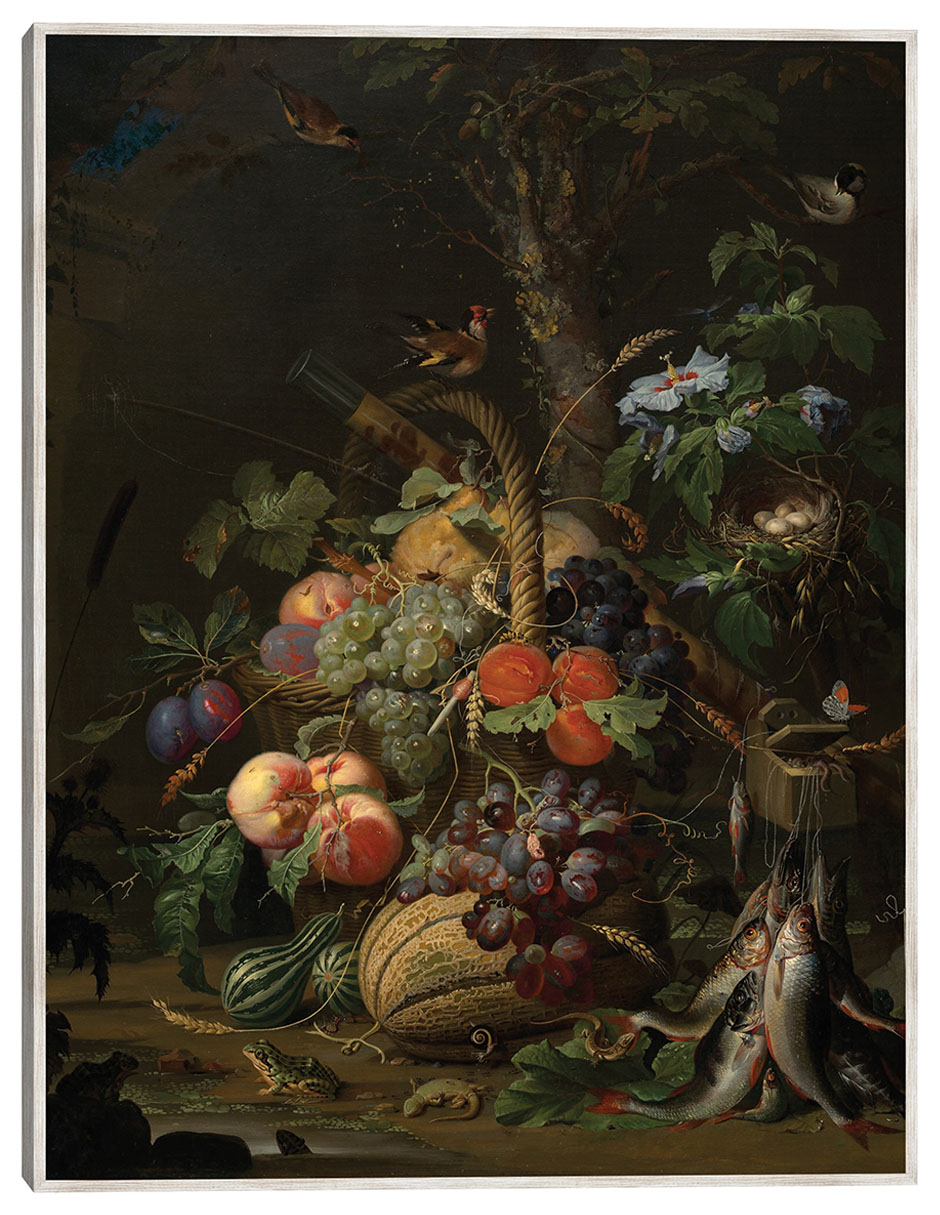 Cuadro decorativo Naturaleza Muerta Con Frutas, Peces y Un Nido técnica mixta Ramos Cuadro decorativo Naturaleza Muerta Con Frutas, Peces y Un Nido técnica mixta Ramos