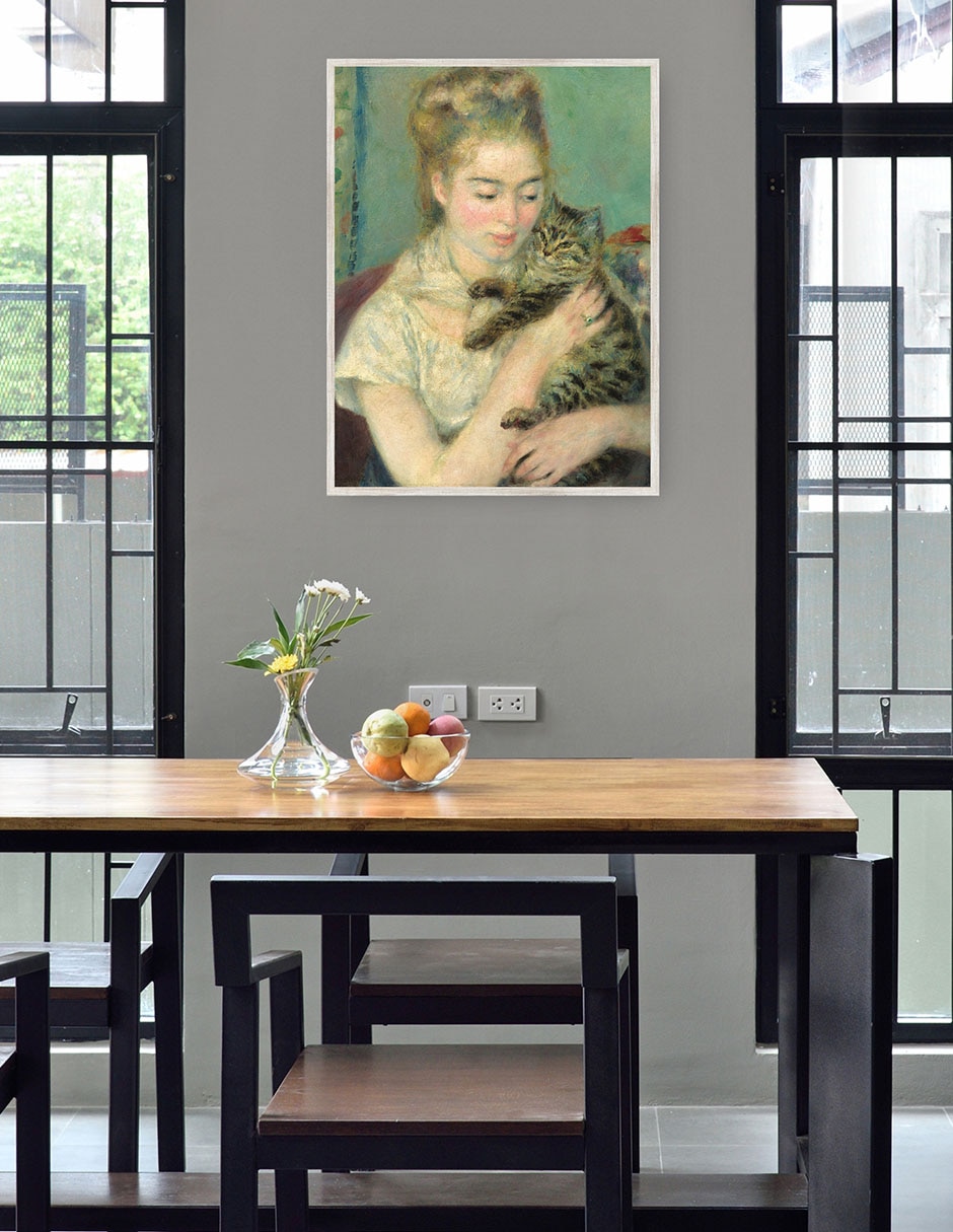 Cuadro decorativo Mujer Con Un Gato técnica mixta Retratos 2