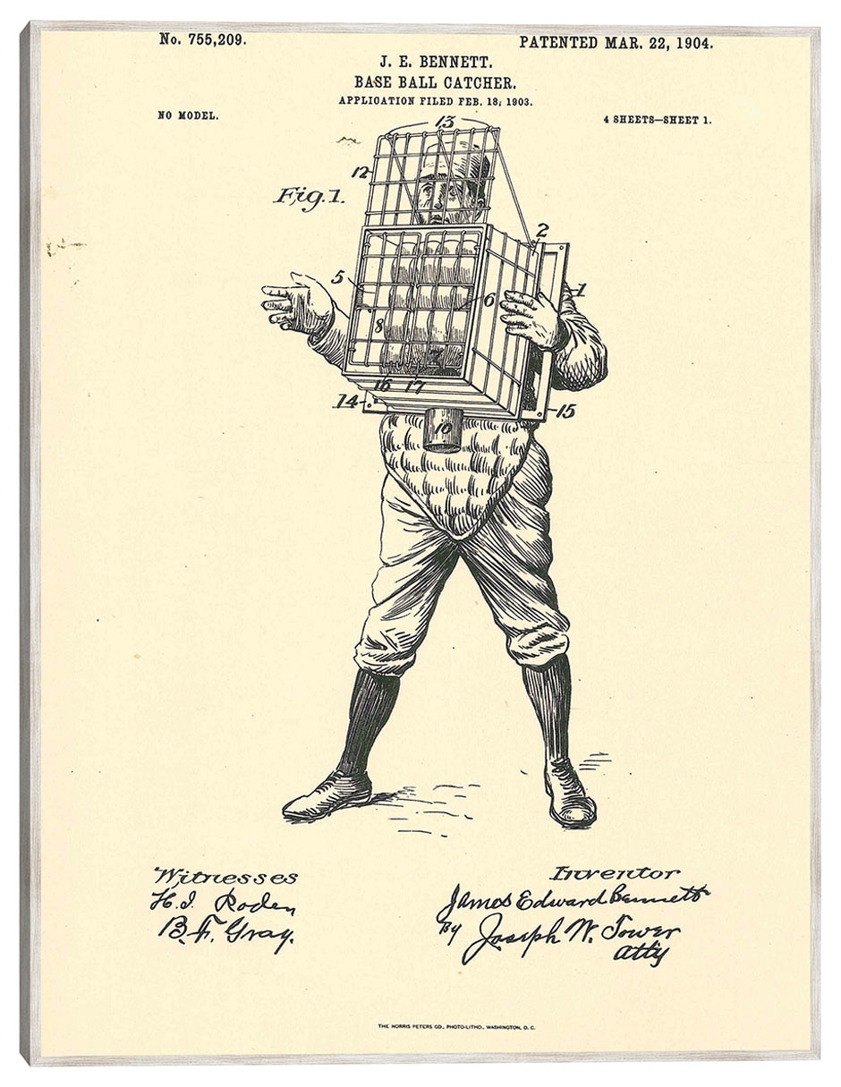 Cuadro decorativo Patente De Receptor De Béisbol, 22 De Marzo De 1904 técnica mixta Planos Cuadro decorativo Patente De Receptor De Béisbol, 22 De Marzo De 1904 técnica mixta Planos
