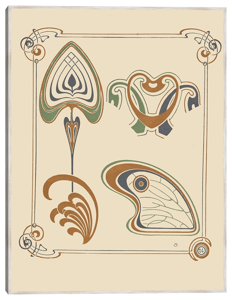 Cuadro decorativo Diseño Abstracto Basado En Alas y Formas De Hojas. (1900) técnica mixta Publicidad