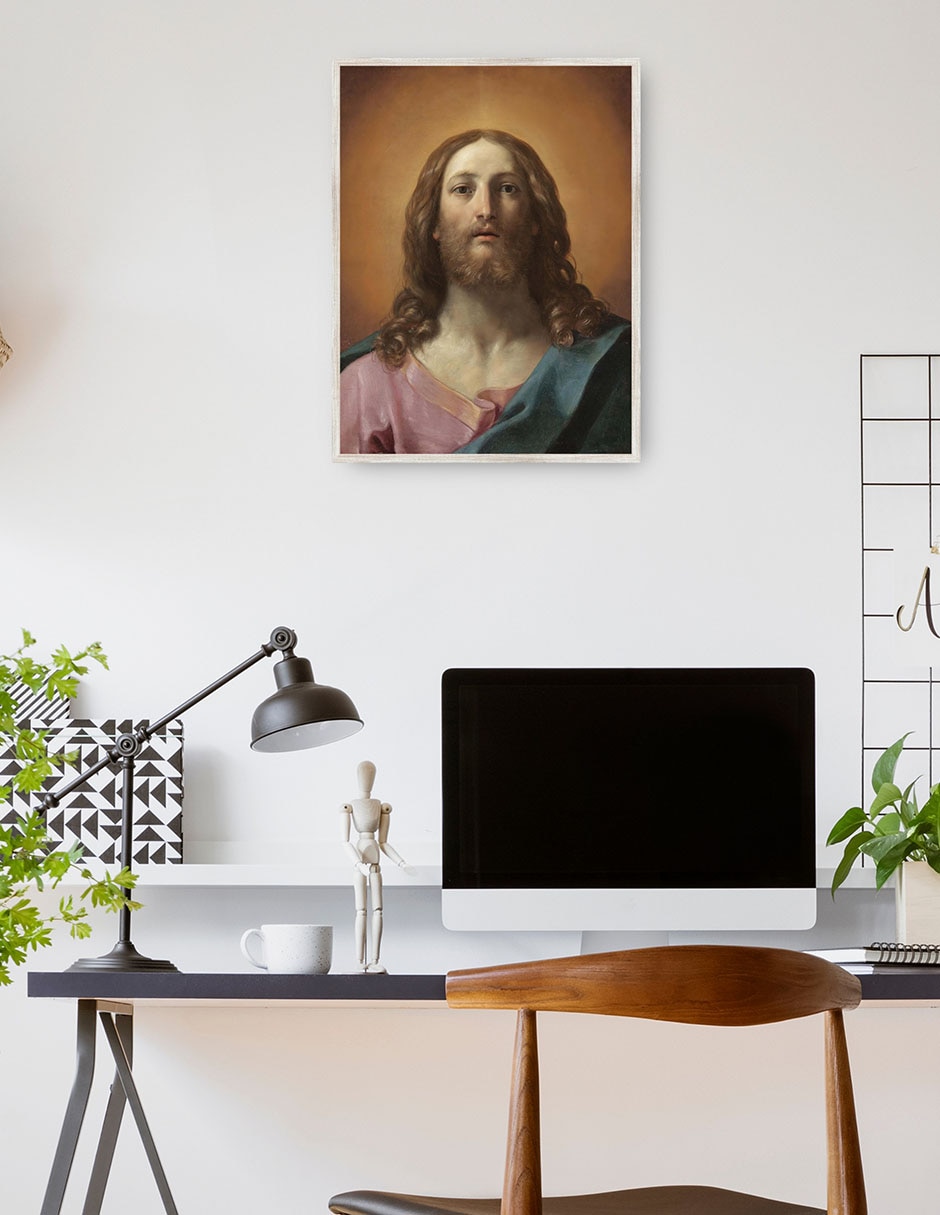 Cuadro decorativo Busto De Cristo (Salvator Mundi) técnica mixta Figuras Celestiales 2