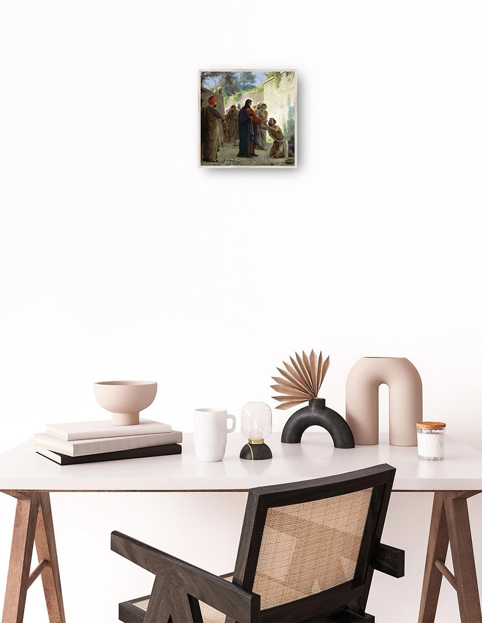 Cuadro decorativo Cristo Sanando Al Ciego técnica mixta Figuras Celestiales 2