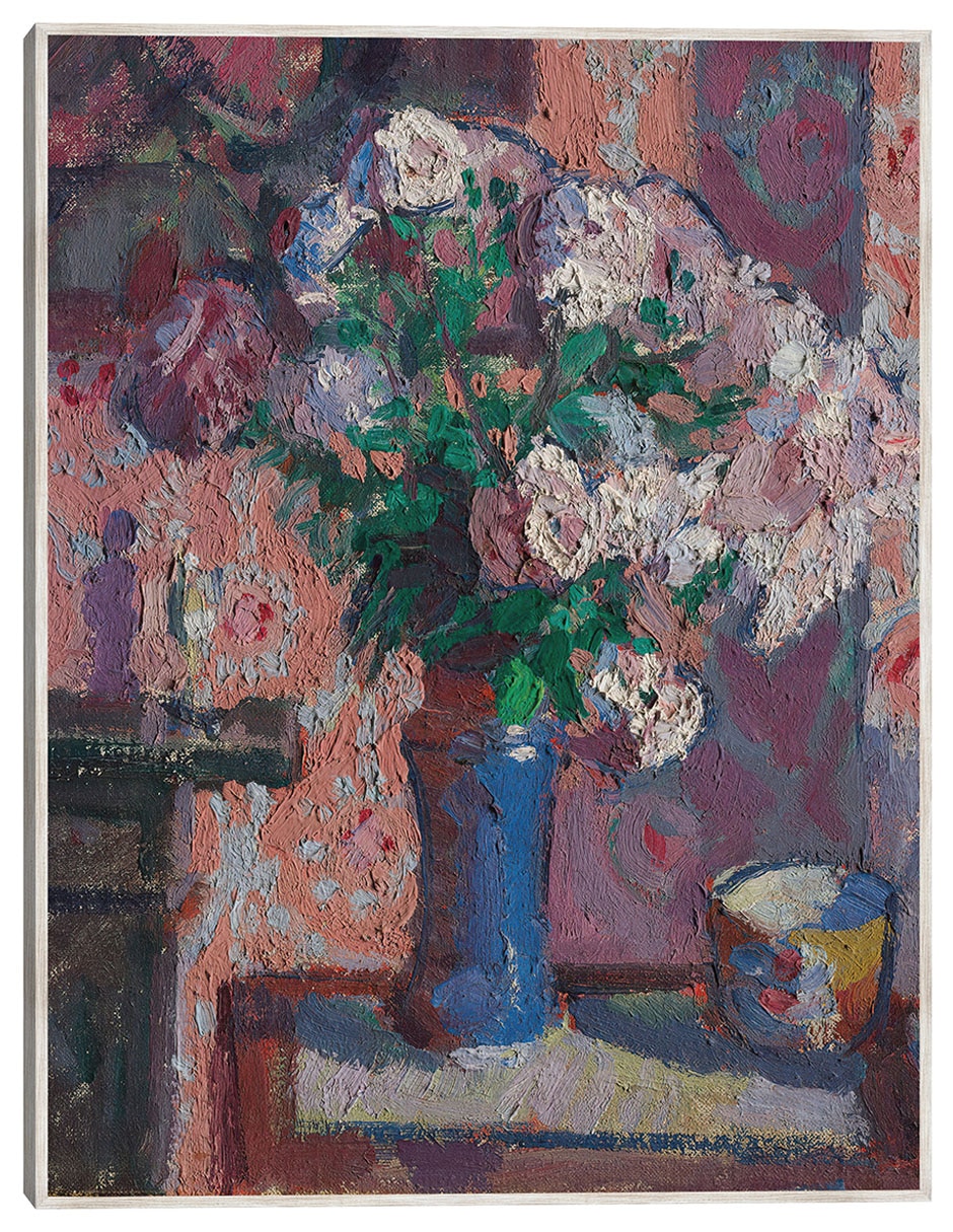 Cuadro decorativo Rosas En Un Jarrón Azul (Hacia 1914-15) técnica mixta Floreros