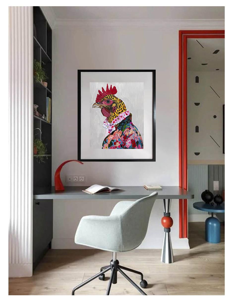 Pintura El Gallo Alegre técnica acrílico 2