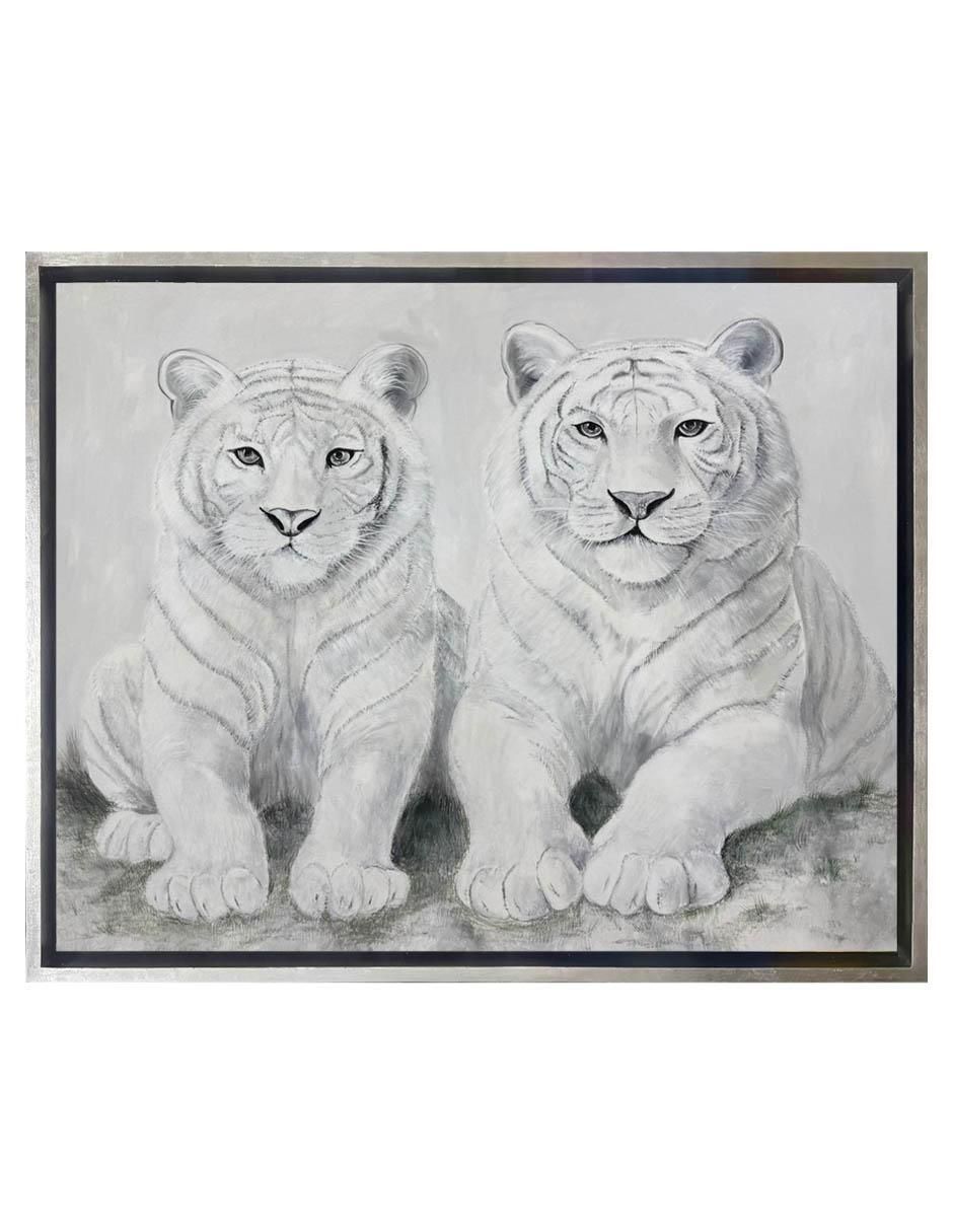 Pintura Pareja De Tigres Blancos técnica acrílico Animalart Pintura Pareja De Tigres Blancos técnica acrílico Animalart