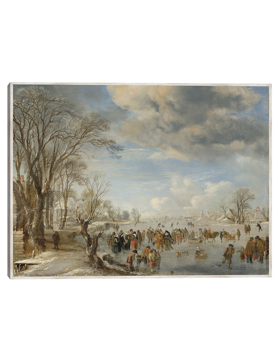Cuadro decorativo Invierno En Holanda: Escena de Patinaje técnica mixta Invierno