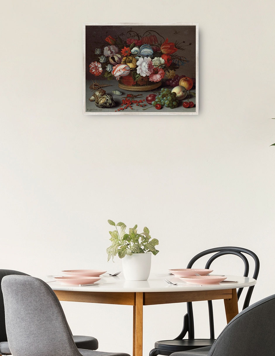Cuadro decorativo Cesta de Flores técnica mixta Obras 2