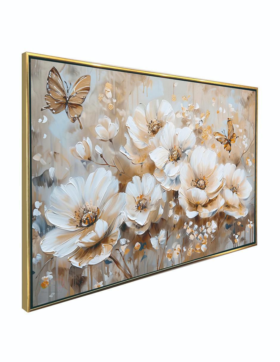 Cuadro decorativo gazalia con mariposa textura oleo