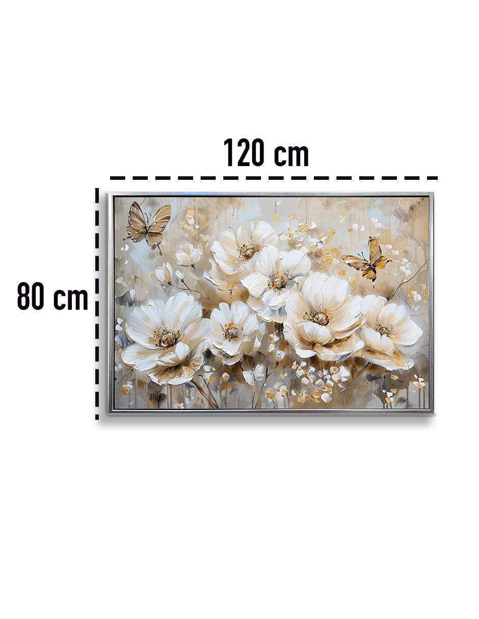Pintura Plata Gazanias con Mariposas Canvas Polioleo técnica polioleo 6